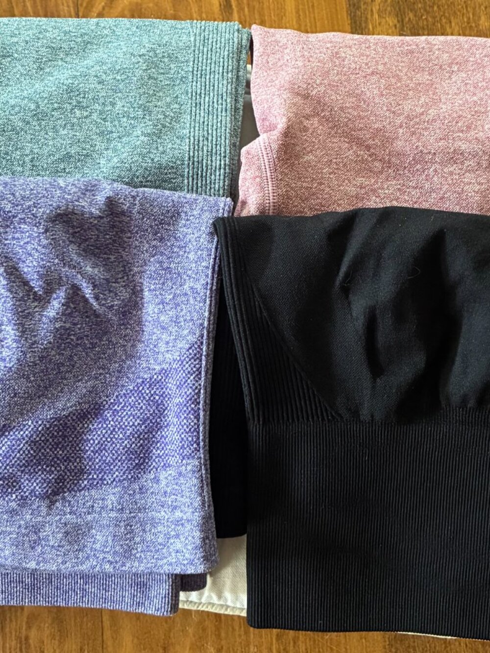 Womens Workout Shorts -Set of 4  -black, pink, purple, green